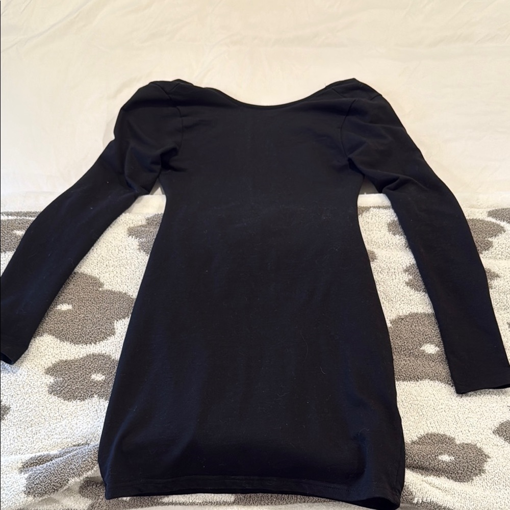 Black Bodycon Puff Sleeve Cocktail Dress